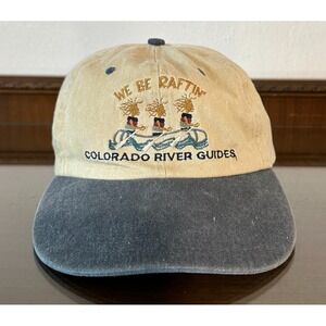 Vintage SCI We Be Raftin' Colorado‎ River Guides Tan Blue Snapback Hat Cap